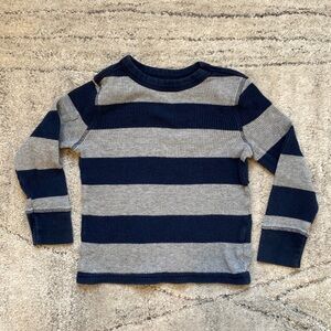 Kids Striped Navy and Gray Long Sleeve Waffle Shirt